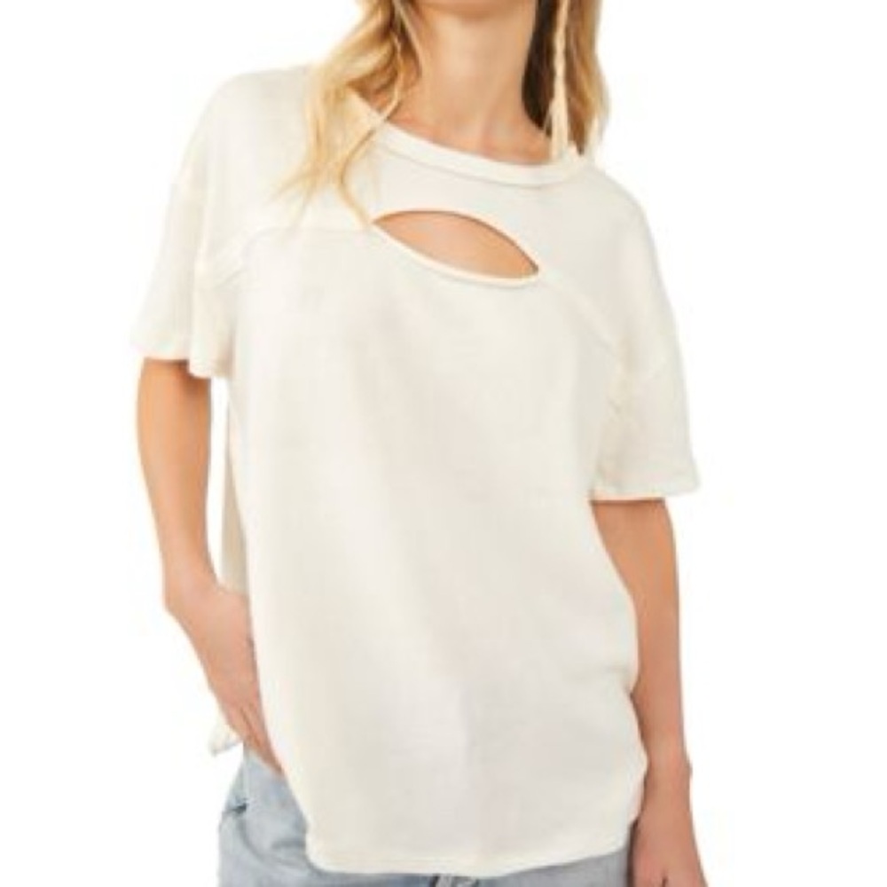 Free People White Short Sleeve Tee